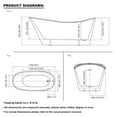 thumbnail image 6 of ANGELES HOME 67" x 31-1/2" Acrylic Freestanding Bathtub Contemporary Soaking White Tub with Chrome Overflow and Drain, 6 of 11