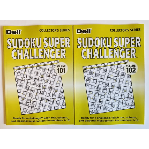 Issues 101 and 102 of the Sudoku Super Challenger. Sunday Size 16 Grid Puzzles by Penny Press Dell Collector's Series