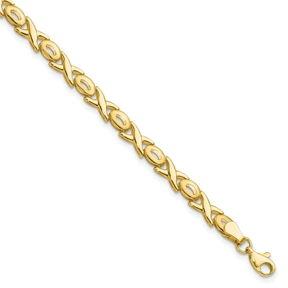 14k Yellow Gold Bracelet Fancy 4 mm 7 in Polished XOXO