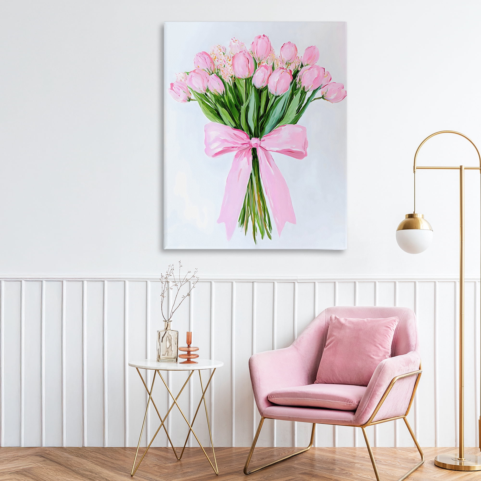 Stupell Industries Soft Pink Tulips with Ribbon Canvas Wall Art, design by The Prints Vibe