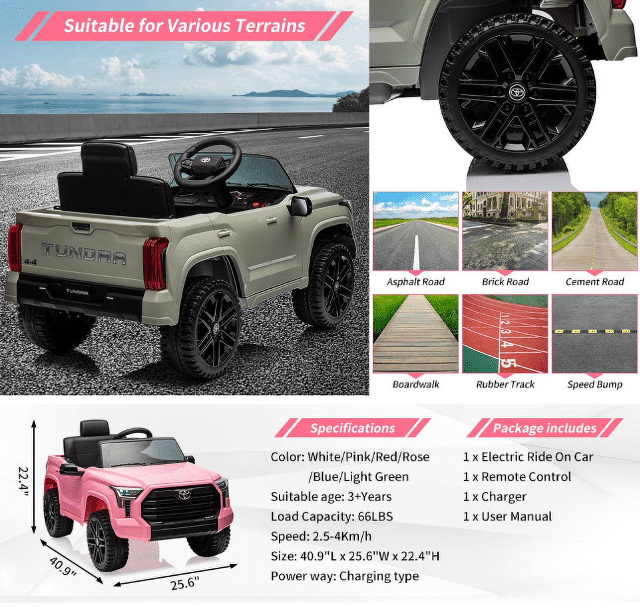 EastVita 12V Ride on Car [Toyota Licensed] Ride on Toys, Battery Powered Electric Car with Remote Control, MP3, LED Lights, Safety Belt etc. for Age 3+Boys Girls