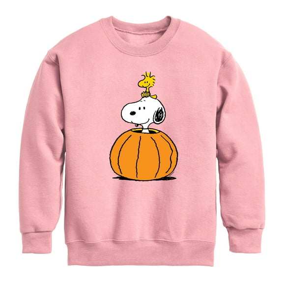 Peanuts - Snoopy Woodstock Pumpkin - Toddler & Youth Crewneck Fleece Sweatshirt