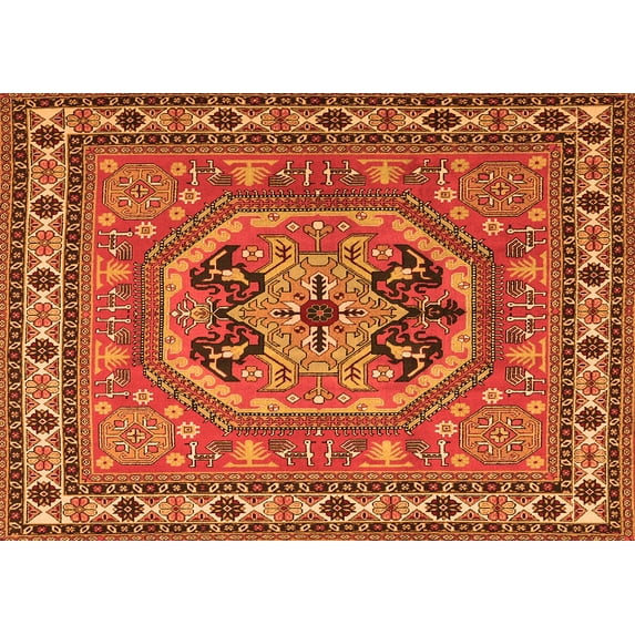 Ahgly Company Indoor Rectangle Persian Orange Traditional Area Rugs, 8' x 12'