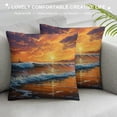 thumbnail image 3 of Orinice Sunset Ocean Waves Lighthouse Graphic Decorative Pillow Cover for Home Couch Living Room Bed Sofa - 1PC 20x20in, 3 of 5