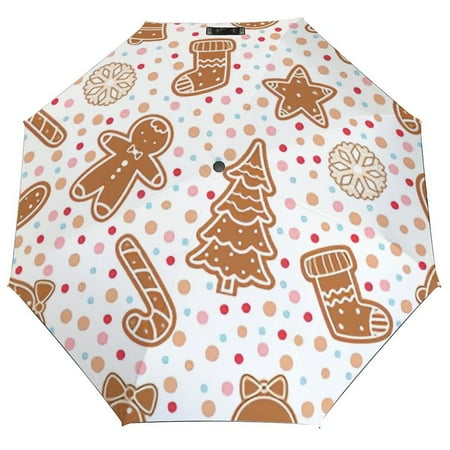 

ANYWAY.GO Windproof & Water-Resistant Compact Foldable Travel Umbrellatotes Winter Christmas Themed Pattern Portable Travel Umbrella，Diameter 42.5 in