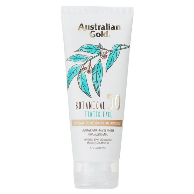 Crema solar BB Cream Australian Gold SPF 50 para rostro con tinte Med-Ta