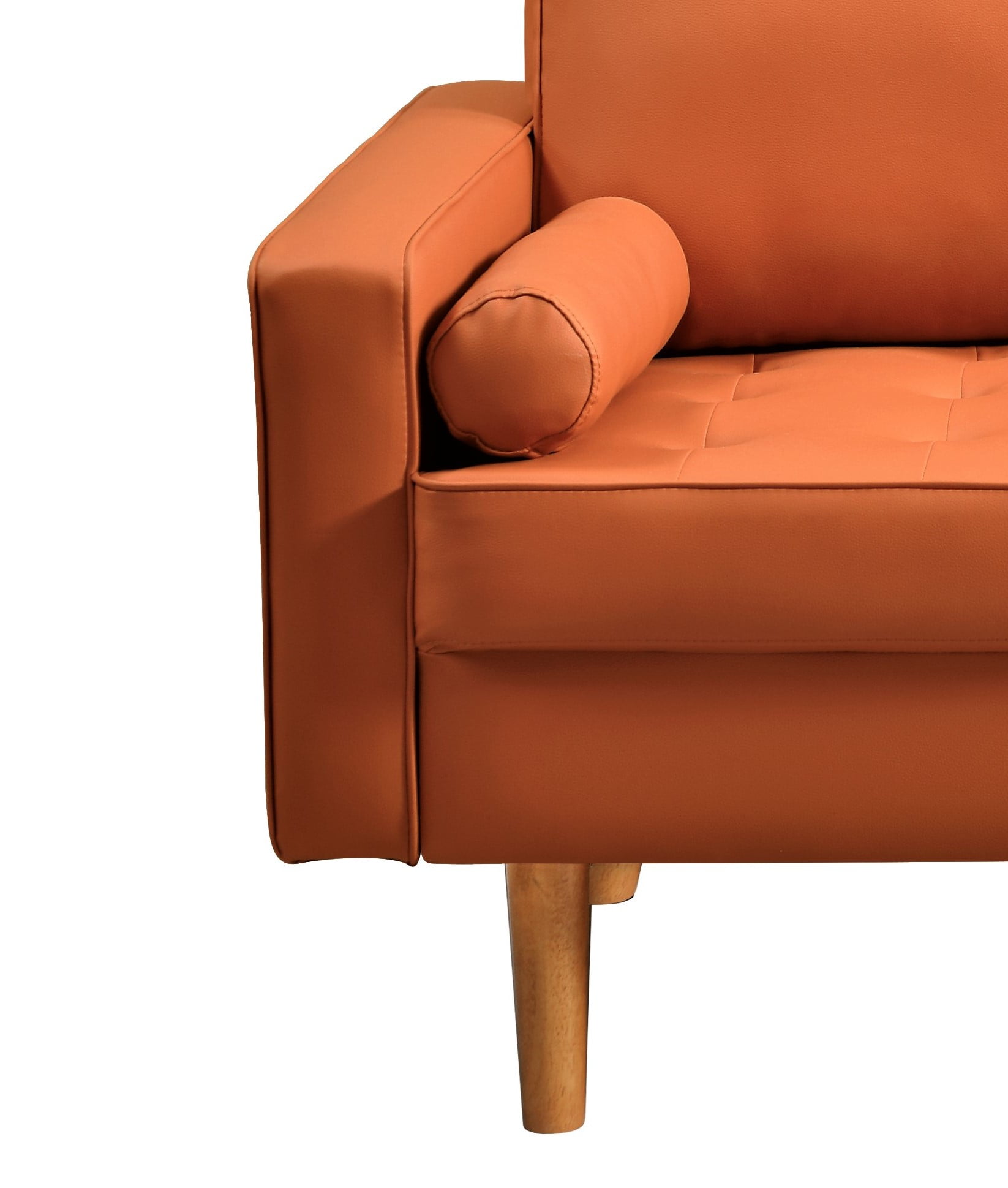 Uspridefurniture Partone 69.7'' Vegan Faux Leather Square Arm Sofa -Red Orange