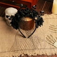 thumbnail image 4 of Dark Elegance Hairband Festive Halloween Hair Accessories Rose Mesh Headband Flower Crown Headpiece Day of Dead for Women (Black), 4 of 6