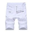 thumbnail image 2 of IROINNID Men's Denim Trunks Elatic Waist Big&Tall Washed Jeans Shorts Trendy Cut-Off Classic Fit Performance Jeans Shorts, White, 2 of 6