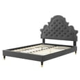 thumbnail image 3 of Tufted Platform Bed Frame, Queen Size, Velvet, Dark Grey Gray, Modern Contemporary Urban Design, Bedroom Master Guest Suite, 3 of 10