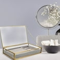 thumbnail image 6 of TOYMYTOY Clear Glass Jewelry Box with Vintage Style Golden Frame for Display, 6 of 8