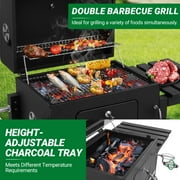 Zintown BBQ Charcoal Grill Outdoor Barbecue Pit Smoker with Double Grill,Liftable Charcoal Tray