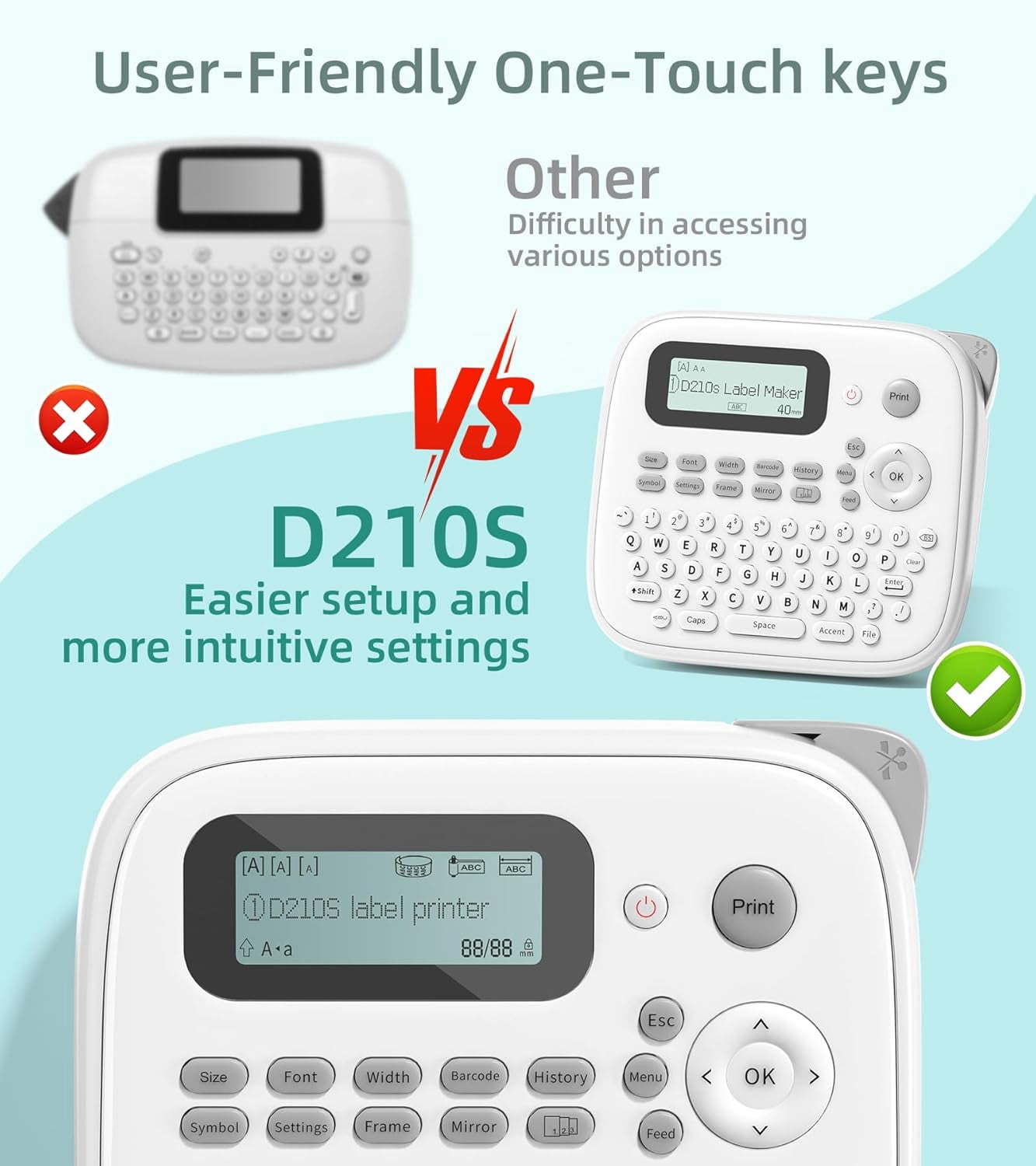 Label Maker Waterproof Labels, Labeler Machine with Tape, 16+ Bolder/Handwritten Fonts & Intuitive Shortcut Keys, 12mm Removable Freezer Food Labels for Jars/Containers/Bottle