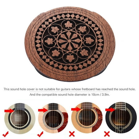 Soundhole Cover - Guitar Wooden Soundhole Sound Hole Cover Block Feedback Buffer Mahogany Wood for EQ Acoustic Folk Guitars