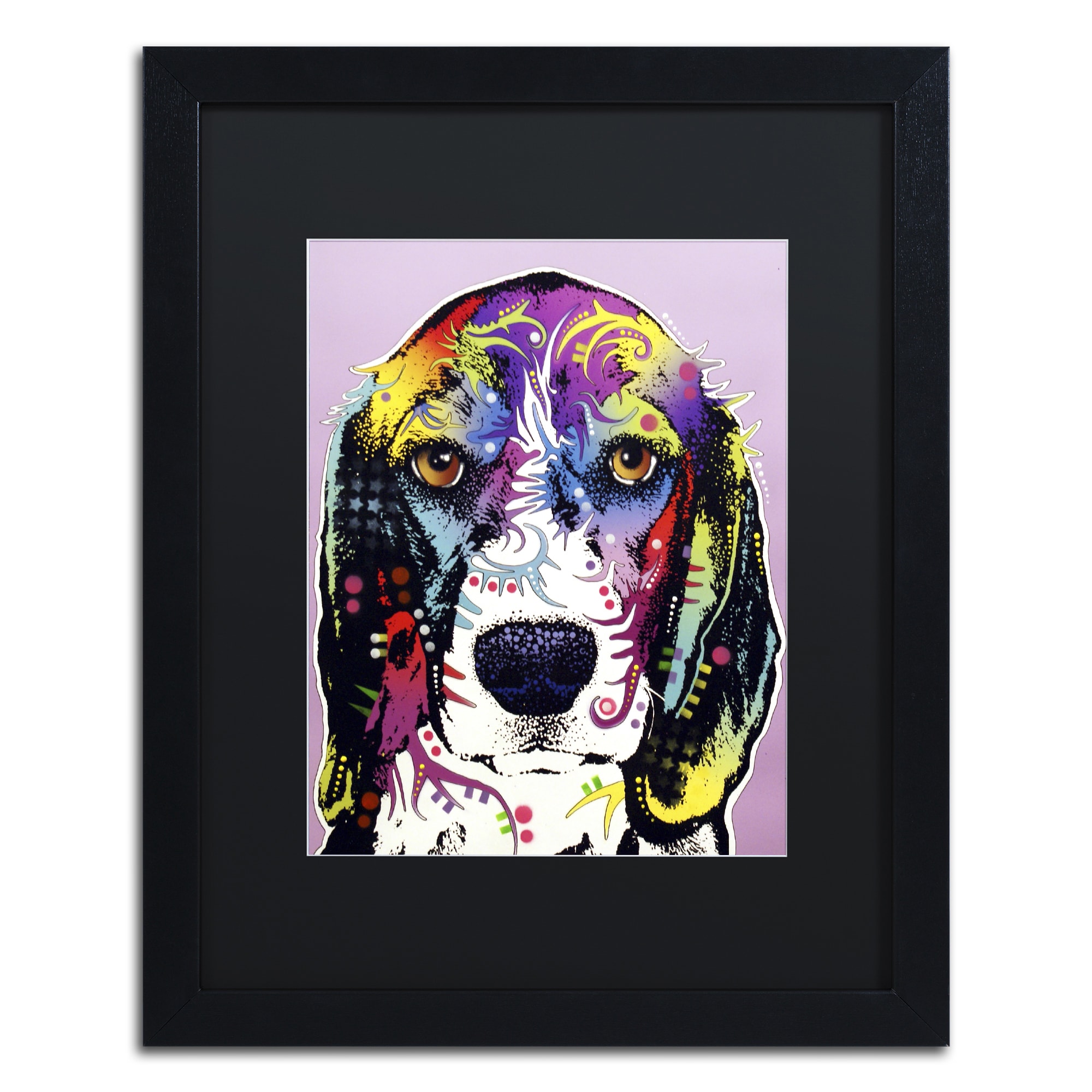Trademark Fine Art "4 Beagle" Canvas Art by Dean Russo, Black Matte, Black Frame