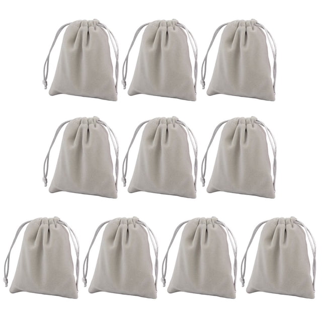 EeaseCA 10pcs 9x7cm Lint Drawstrings Pouches Small Jewelry Storage Pouches Sundries Gift Pouches (Grey)