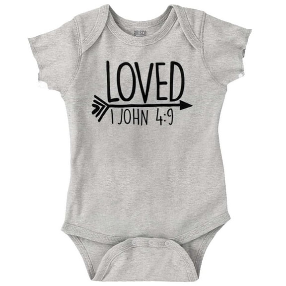 Loved John 4:9 Christian Arrow Bodysuit Jumper Girls Infant Baby Brisco Brands NB