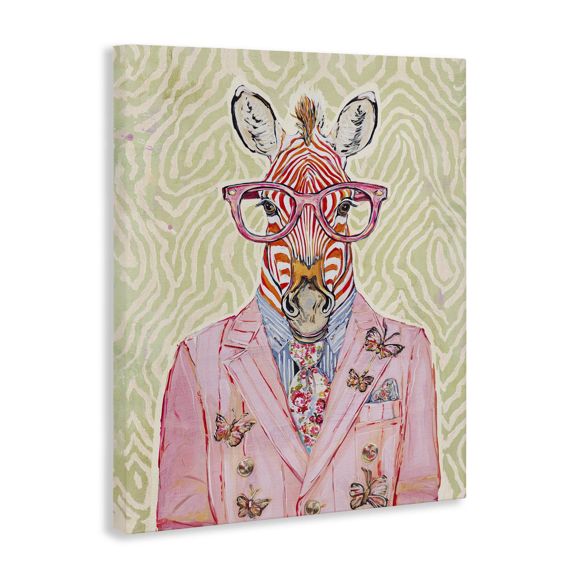 Stupell Industries Pink Zebra over Green Canvas Wall Art, design by Svetlana Aleynikova