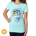 thumbnail image 2 of Junior Crew Tee - Watercolor Dolphins-Ice Blue by DelSol for Women - 1 Pc T-Shirt (2XL), 2 of 3