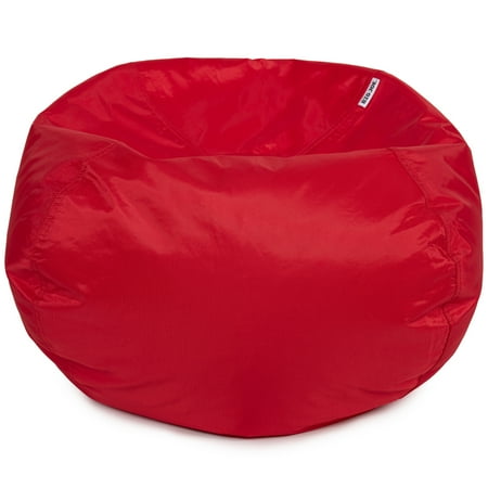 Big Joe Classic Bean Bag Chair for Kids Bedroom and Reading Nook, Easy-Clean Red, Durable Nylon Polyester Blend, 2 feet Refillable