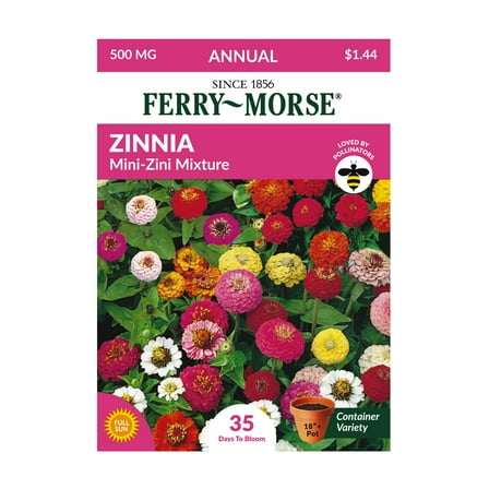 Ferry-Morse 1G Zinnia Mini-Zini Mixture Annual Flower Seeds Full Sun