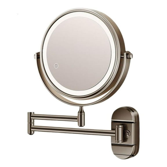 Wall Mounted Makeup Mirror With Extendable Arm and Double Side Magnification