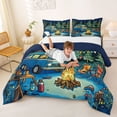 thumbnail image 3 of Catabedysis Night Camper Full Size Comforter Sets,Camping Print Bedding Comforter Set For Boys,Multicolor,Navy Blue Reversible,3-Piece,1 Comforter and 2 Pillowcases, 3 of 7