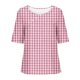 thumbnail image 4 of Fiudx Camisas de Mujer Top de Manga Corta con Cuello Redondo y Botones de Lino con Estampado Informal para Mujer, 4 of 5