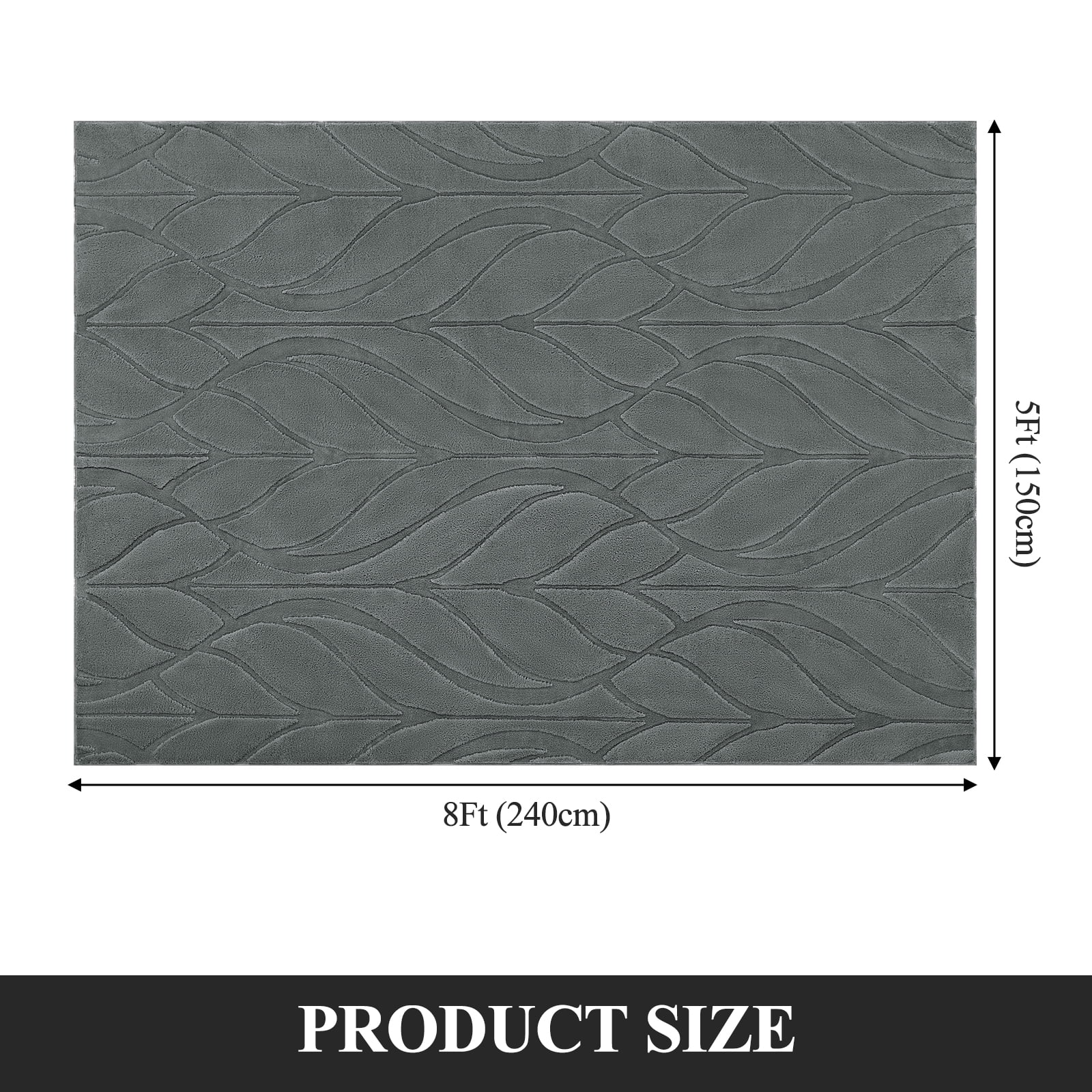 MeyJey 5'x8' Shag Area Rug for Living Room Modern High-Low Cut Machine Washable Rugs for Bedroom Dinning Room Office Decor Non-Slip Soft Carpet, Gray