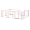 thumbnail image 6 of CoSoTower Full Size Metal Floor Bed Frame with Fence and Door, Pink, 6 of 9