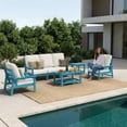 thumbnail image 4 of CIOKEA HDPS 7-piece Outdoor Sectional Sofa Set, Patio Furniture Set , All Weather Outdoor Conversation Set for Deck, Lawn, Blue Frame with 4.5IN Beige Cushion, 4 of 9