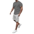 thumbnail image 5 of RUTAYY Men's Outfits Short Sleeve Solid Color T-Shirts and Shorts with Drawstring Pocket 2 Piece Chic Holiday Clothing Sets, 5 of 6