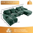 thumbnail image 5 of Rophefx Chenille Oversized Cloud Modular Sofa,134" U Shaped Sectional Sofa Couch with Storage Console&USB Port,6 Tufted Deep Seater Couch Set for Living Room,Green, 5 of 7