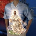 thumbnail image 2 of Mens Easter Shirts Short Sleeved Festive Relaxed Print Mens Clothing,Blue,XL, 2 of 4