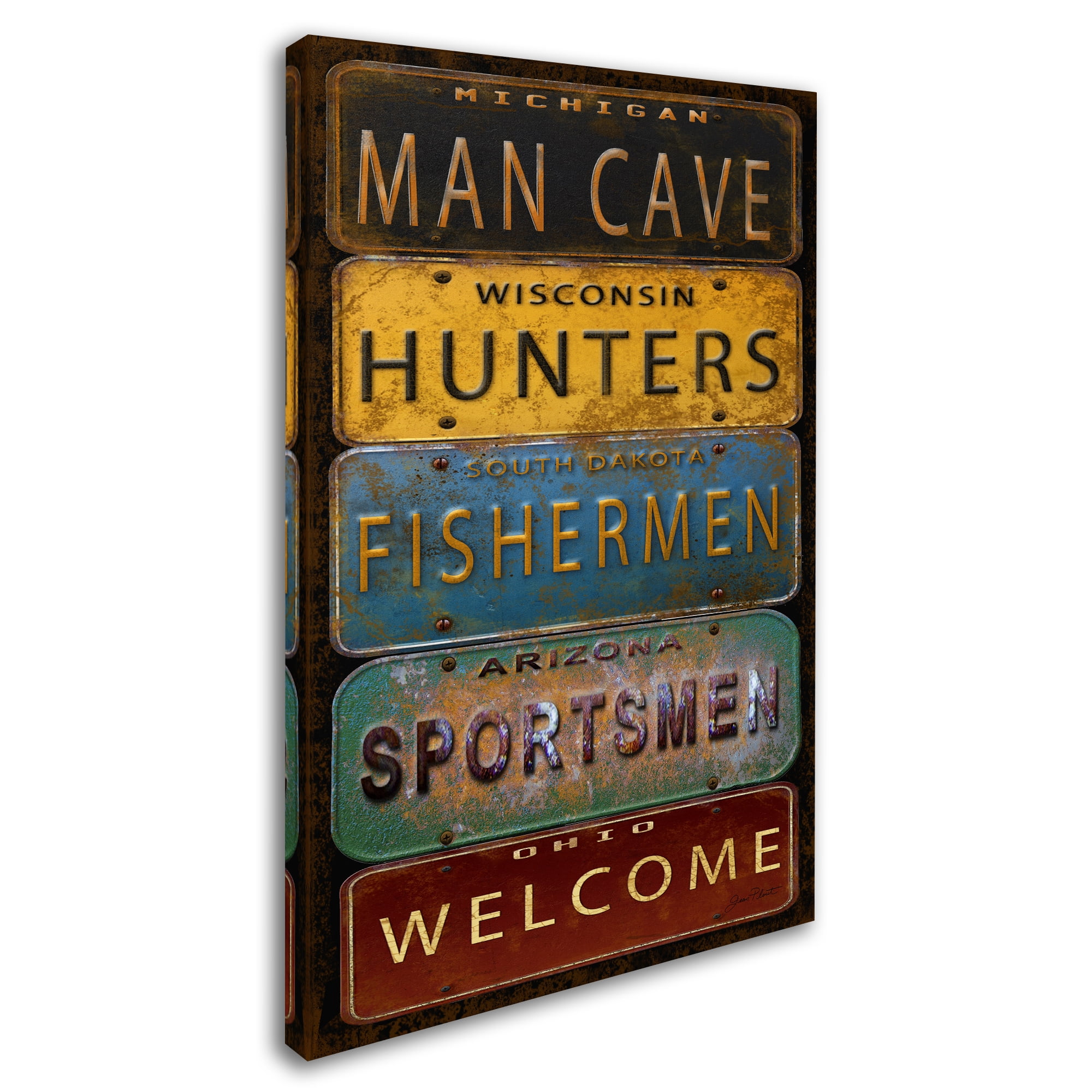 Trademark Fine Art 'License Plates Man Cave' Canvas Art by Jean Plout
