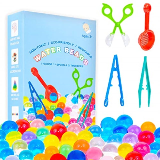 FansArriche 80000 Water Beads for Kids with 2 Measuring Spoon and 2 Tweezers,Growing Beads for Early Skill Development 