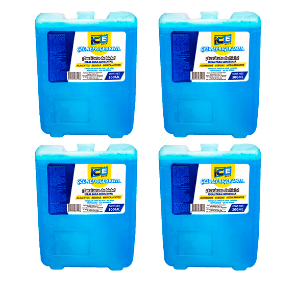 Gel Refrigerante Ice Brick Sustituto de Hielo 300ML 4 piezas ICE BRICK Gel Refrigerante Ice Brick 300 Ml Paquete De 4 Piezas