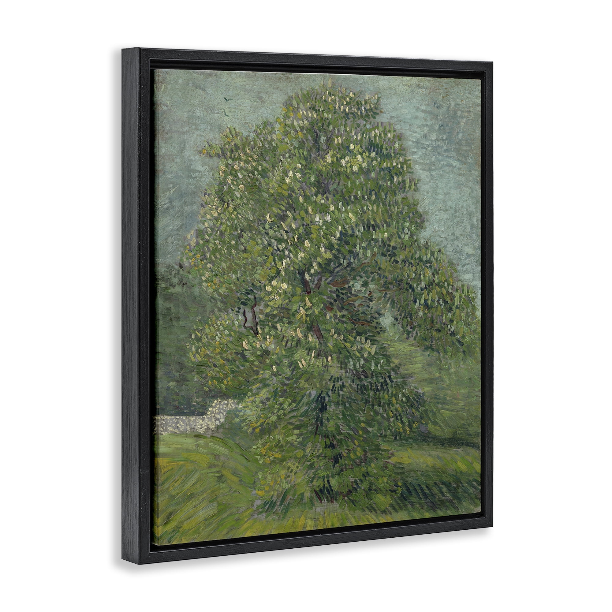 Stupell Industries Classic Blooming Horse Chestnut Landscape & Nature Painting Black Floater Framed Canvas Art Print Wall Art, 25 x 31