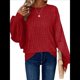 thumbnail image 2 of Suéter Básico Tipo Túnica para Mujer, Talla Grande, Larga, Holgado, Elegante, Cuello Redondo. Vino Tinto XL, 2 of 8