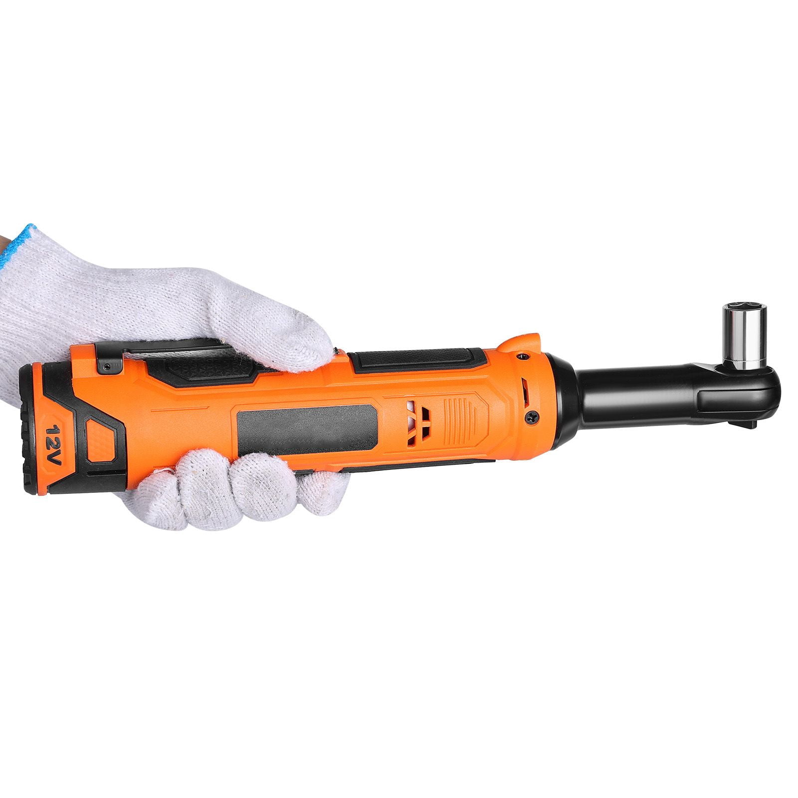 Cordless Ratchet Wrench 3/8" with 33 ft-lbs Torque, 230 RPM, Dual 2000mAh Batteries, LED Light, for Automotive Mechanical Work