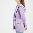 thumbnail image 2 of Defitshape Women's Waterproof Rain Jacket Hooded Raincoat Lightweight Military Anorak Long Spring Winter Zip Up Full Zip Windproof Outerwear Purple Medium, 2 of 4