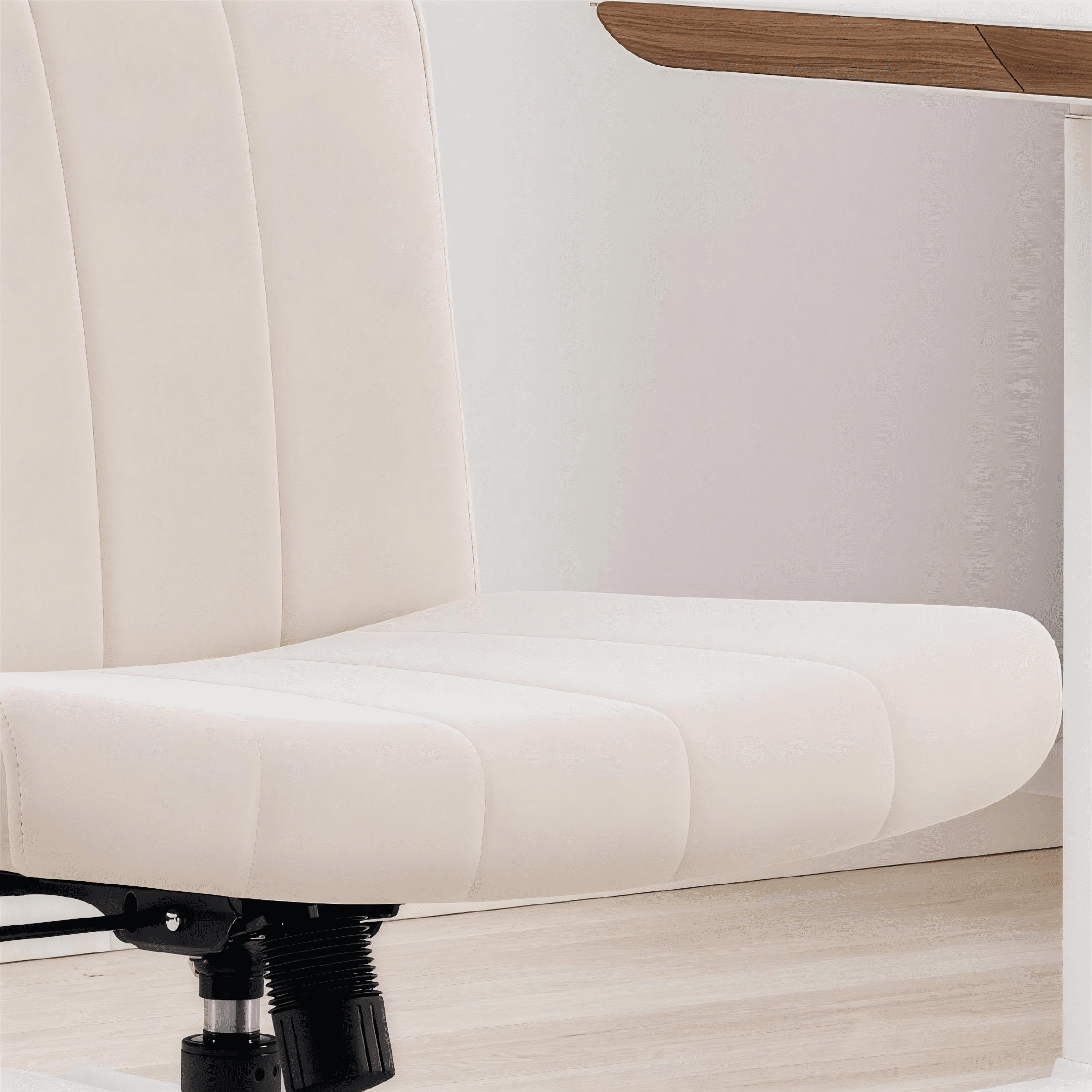 TMV Criss Cross Chair: Modern Armless Office Chair, Desk Chair, Vanity Chair, Computer Chair for Home and Office,Beige
