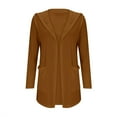 thumbnail image 2 of Solid Color Pocket Casual Long Sleeve Top Hooded Cardigan Jacket, Brown S, Size S-2XL, 2 of 6