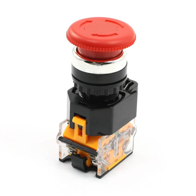 Rojo Enclavamiento Emergencia Parada Pulsador Botón Interruptor 380VAC 10A DPST
