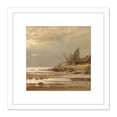 thumbnail image 1 of Home Shore Nature Trees Ship Seascape Painting 8X8 Inch Square Wooden Framed Wall Art Print Picture with Mount, 1 of 4