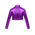thumbnail image 2 of CHICTRY Kids Girls Long Sleeves Glossy Crop Top for Dancing Performance,Sizes 6-14, 2 of 5
