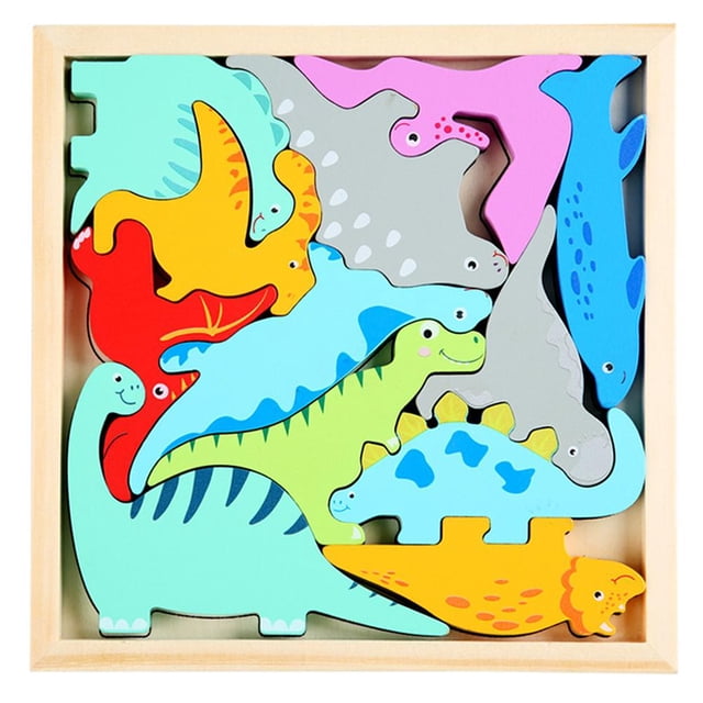Rompecabezas De Dinosaurio Para Niños Rompecabezas De Madera Dinosaurios Juguetes Educativos Regalo Para Niños Cumpleaños Bloques Apilables De Navidad Sweethay FN006518-00
