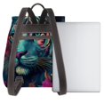 thumbnail image 3 of Balery Colorful Flower Tiger Mochila de Cuero para Mujeres, Gran Capacidad, Bolsa de Viaje Multifuncional, Mochila de Cuero y Bolsa de Hombro para Mujeres, 3 of 4