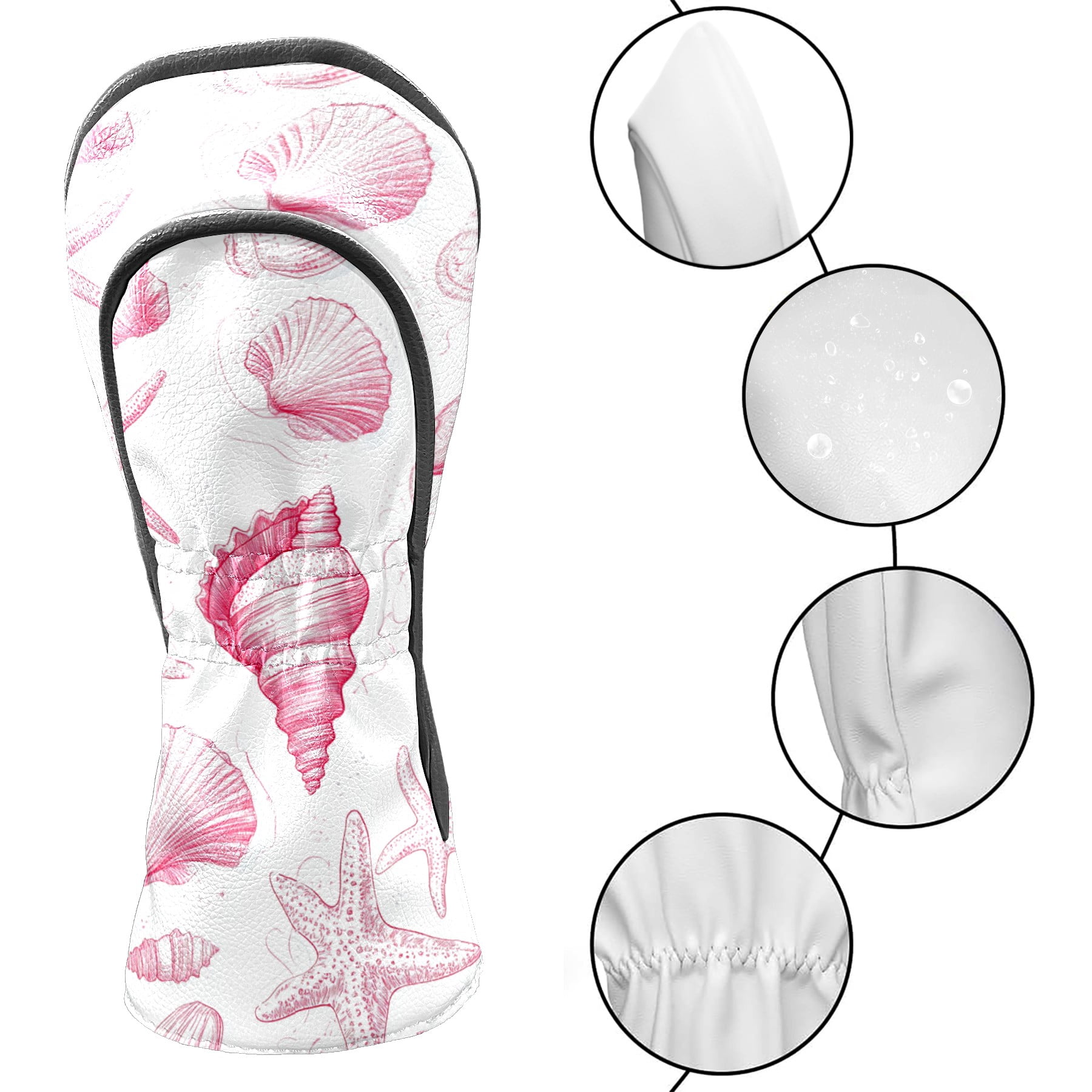 Golf Club Covers PU Leather Waterproof Head Covers for Fairway Woods Hybrids Dream Shell Starfish