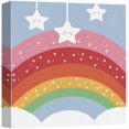 thumbnail image 3 of PixonSign Canvas Print Wall Art White Stars Hover Above Rainbow in Clouds Geometric Shapes Illustrations Modern Art Chic Relax/Calm Multicolor Warm for Living Room, Bedroom, Office - 16"x16", 3 of 5